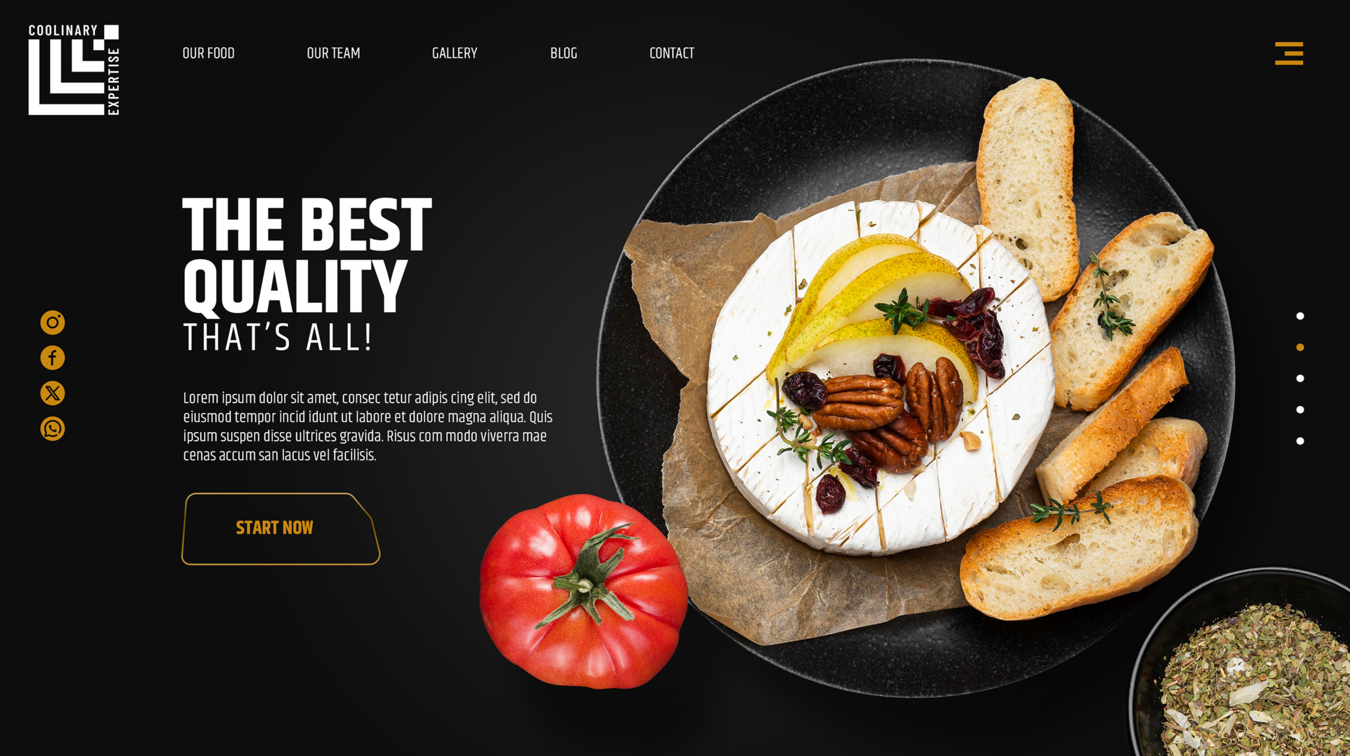 Restaurant website mockup