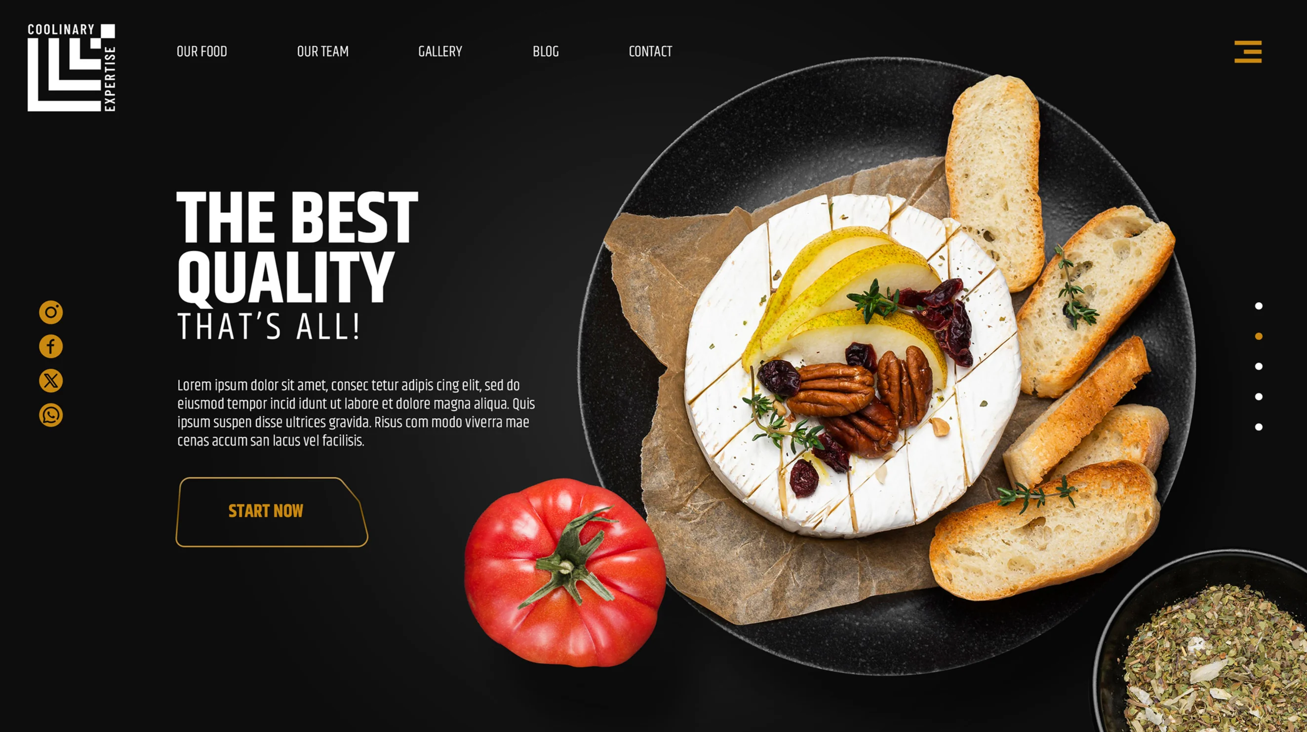 Restaurant website mockup